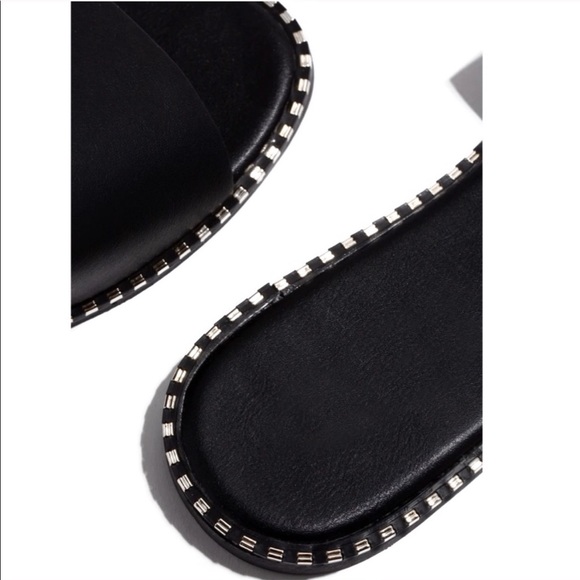 Black Slip On One Band Flat Sandals - Picture 6 of 10